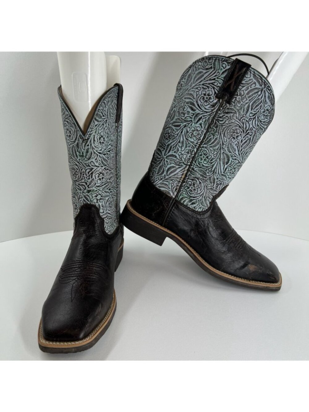 Twisted X Western Boots Womens Sz 9.5B Antibacterial Tooled Floral Leather Brown - Picture 6 of 13